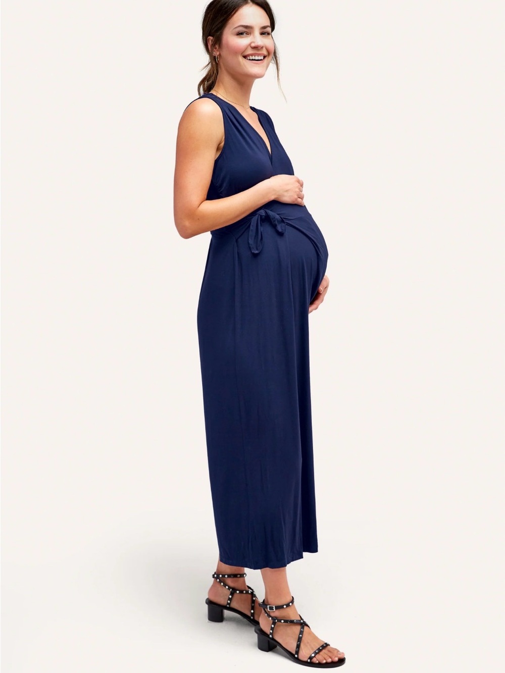 NWT Nom Maternity Francesca Jumpsuit Sleeveless Wrap Tie Nursing Friendly Sz M